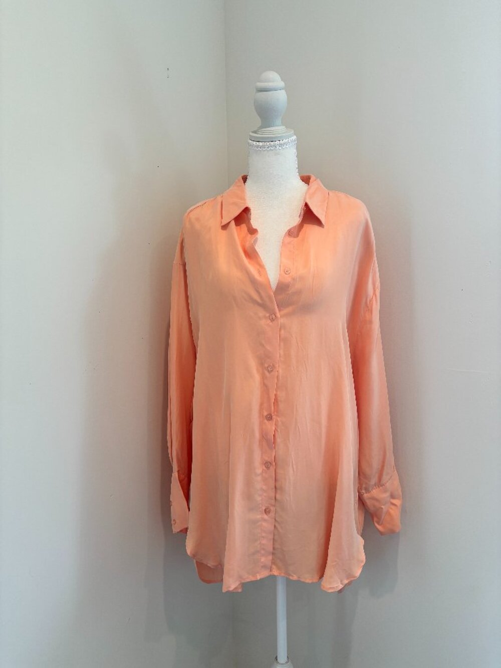 NWT Lioness Not Your Average Shirt Oversized Vintage Peach Button Up in Size 8